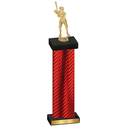 Single Red Carbon Fiber Baseball Trophy