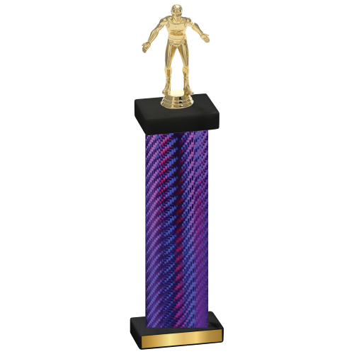 Single Purple Carbon Fiber Wrestling Trophy