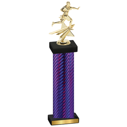 Single Purple Carbon Fiber Flag Football Trophy