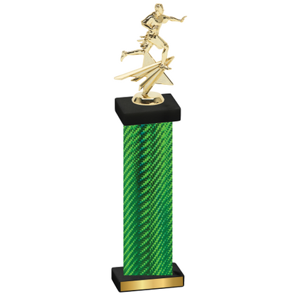 Single Green Carbon Fiber Flag Football Trophy