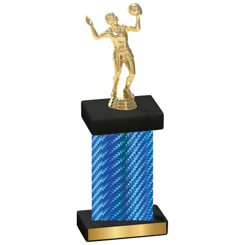 Single Blue Carbon Fiber Volleyball Trophy