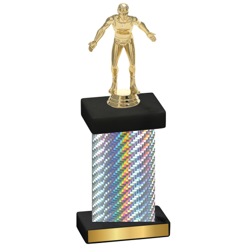 Single Silver Carbon Fiber Wrestling Trophy