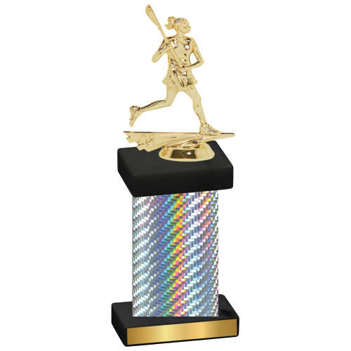 Single Silver Carbon Fiber Lacrosse Trophy