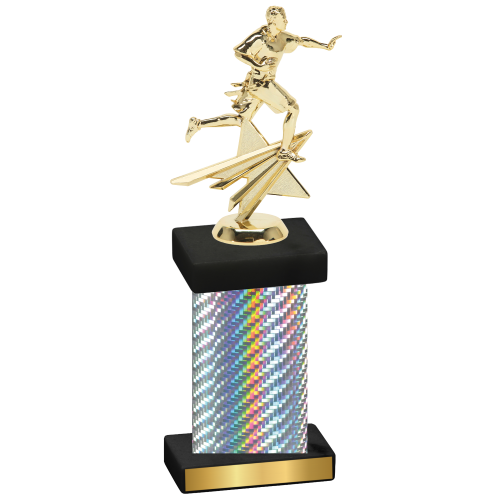 Single Silver Carbon Fiber Flag Football Trophy