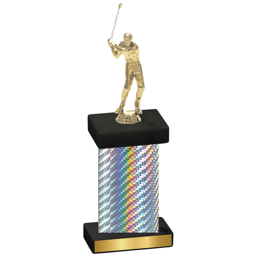 Single Silver Carbon Fiber Golf Trophy