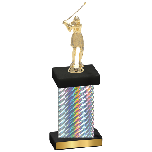 Single Silver Carbon Fiber Golf Trophy