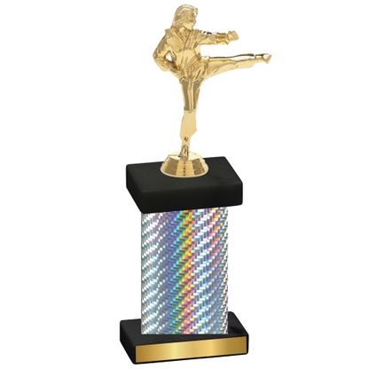 Single Silver Carbon Fiber Karate Trophy