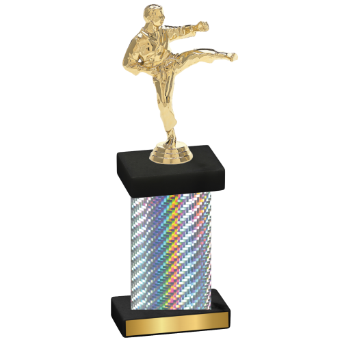 Single Silver Carbon Fiber Karate Trophy