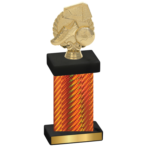 Single Orange Carbon Fiber Soccer Trophy