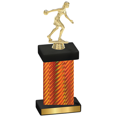 Single Orange Carbon Fiber Bowling Trophy