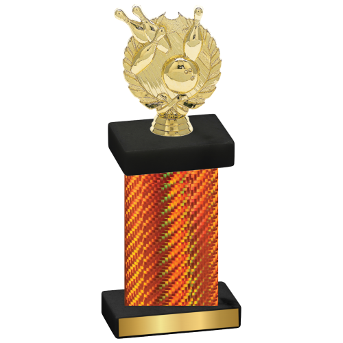 Single Orange Carbon Fiber Bowling Trophy