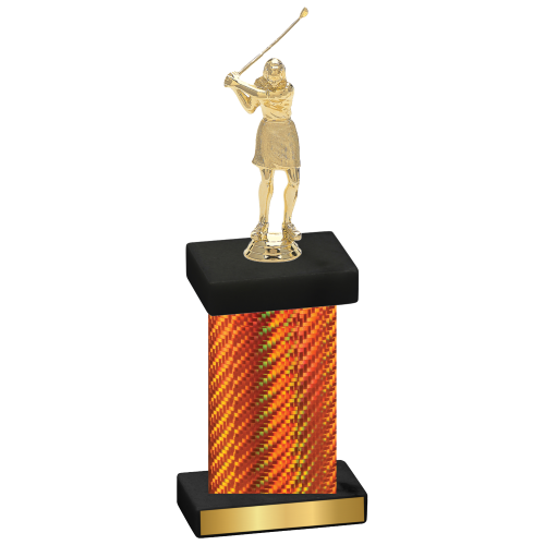 Single Orange Carbon Fiber Golf Trophy