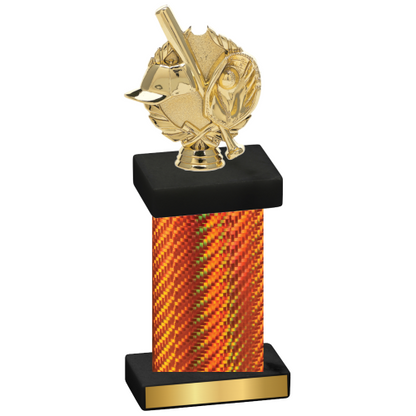 Single Orange Carbon Fiber Baseball Trophy