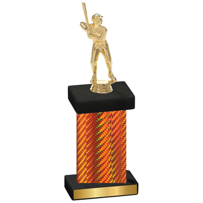 Single Orange Carbon Fiber Baseball Trophy