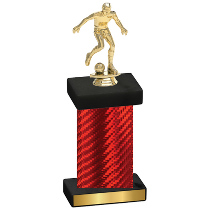 Single Red Carbon Fiber Soccer Trophy