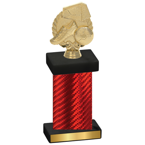 Single Red Carbon Fiber Soccer Trophy