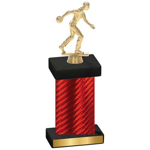 Single Red Carbon Fiber Bowling Trophy