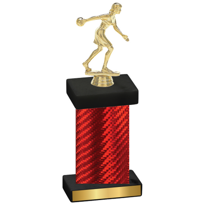 Single Red Carbon Fiber Bowling Trophy