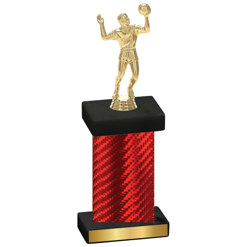 Single Red Carbon Fiber Volleyball Trophy