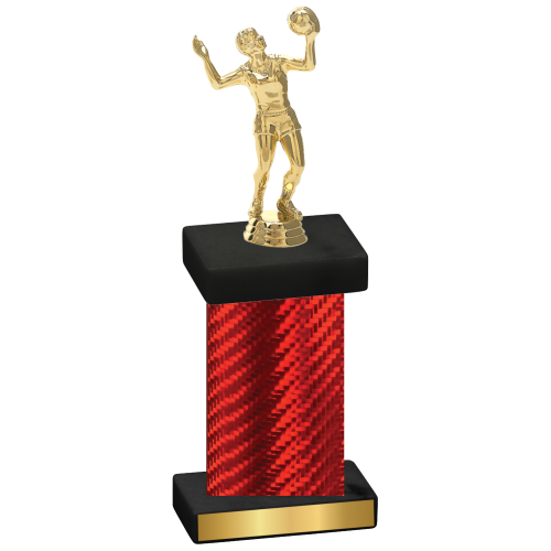 Single Red Carbon Fiber Volleyball Trophy