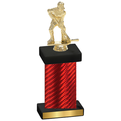 Single Red Carbon Fiber Hockey Trophy