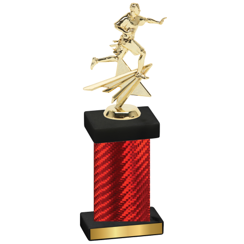 Single Red Carbon Fiber Flag Football Trophy