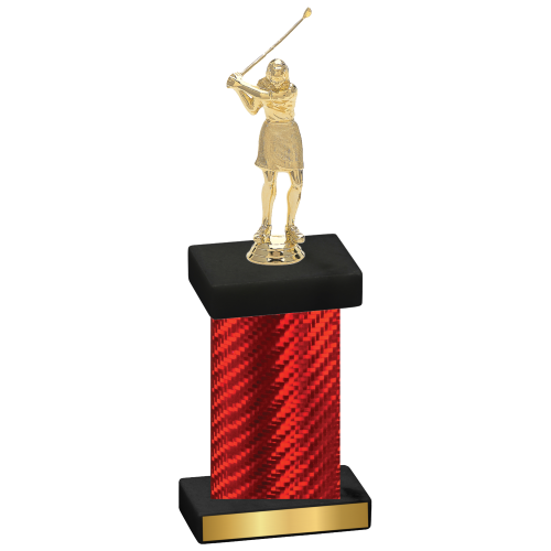 Single Red Carbon Fiber Golf Trophy