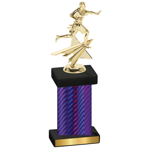 Single Purple Carbon Fiber Flag Football Trophy