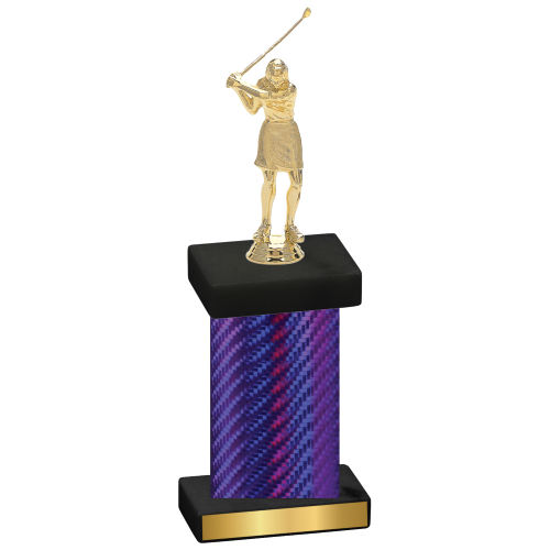 Single Purple Carbon Fiber Golf Trophy