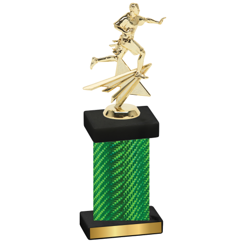 Single Green Carbon Fiber Flag Football Trophy