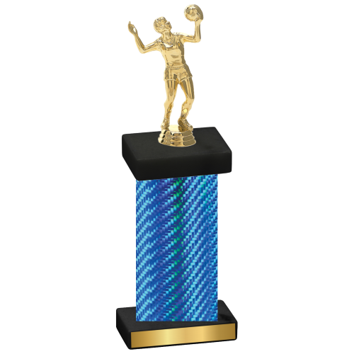 Single Blue Carbon Fiber Volleyball Trophy