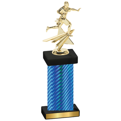 Single Blue Carbon Fiber Flag Football Trophy