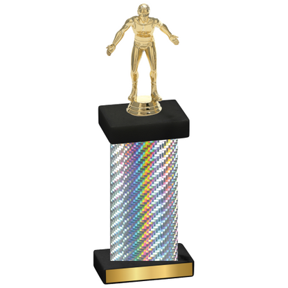 Single Silver Carbon Fiber Wrestling Trophy