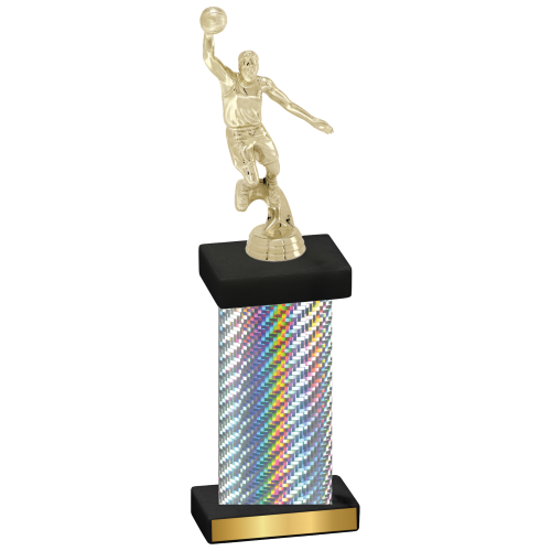 Single Silver Carbon Fiber Basketball Trophy