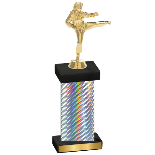 Single Silver Carbon Fiber Karate Trophy