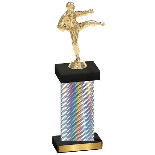 Single Silver Carbon Fiber Karate Trophy