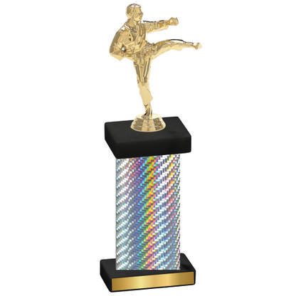 Single Silver Carbon Fiber Karate Trophy