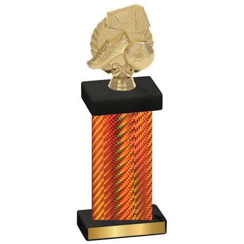 Single Orange Carbon Fiber Soccer Trophy