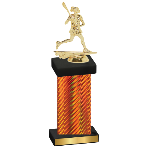 Single Orange Carbon Fiber Lacrosse Trophy