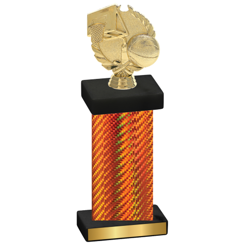 Single Orange Carbon Fiber Basketball Trophy