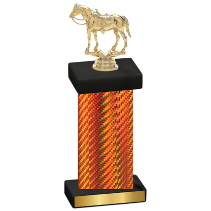 Single Orange Carbon Fiber Horses Trophy