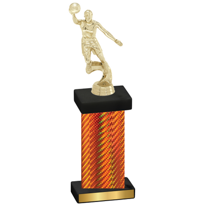 Single Orange Carbon Fiber Basketball Trophy