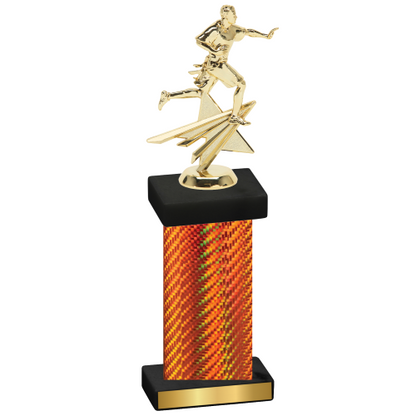 Single Orange Carbon Fiber Flag Football Trophy