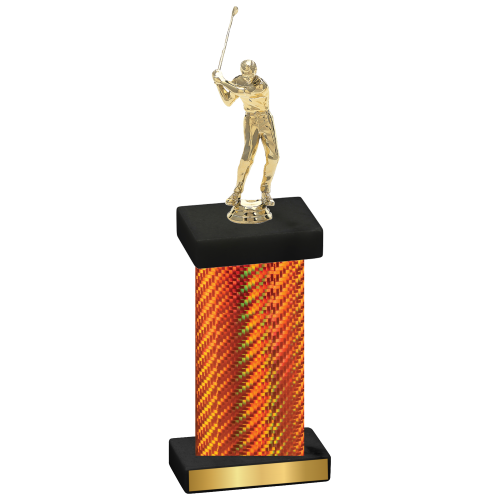 Single Orange Carbon Fiber Golf Trophy