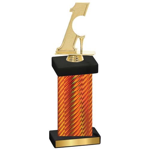 Single Orange Carbon Fiber Golf Trophy