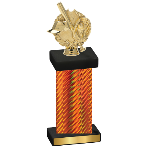 Single Orange Carbon Fiber Baseball Trophy