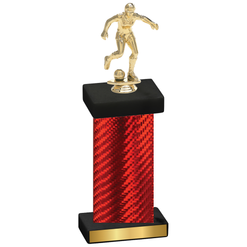 Single Red Carbon Fiber Soccer Trophy