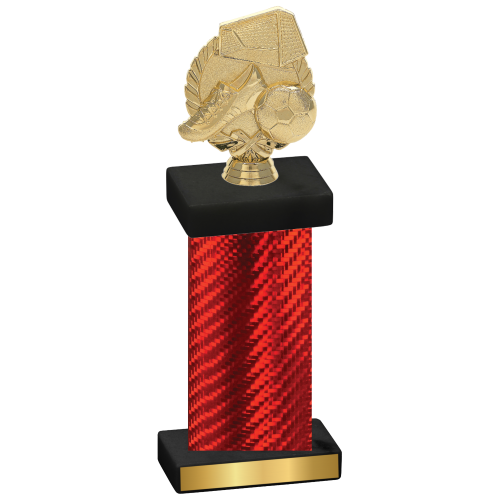 Single Red Carbon Fiber Soccer Trophy