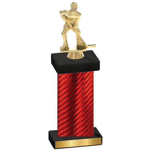 Single Red Carbon Fiber Hockey Trophy