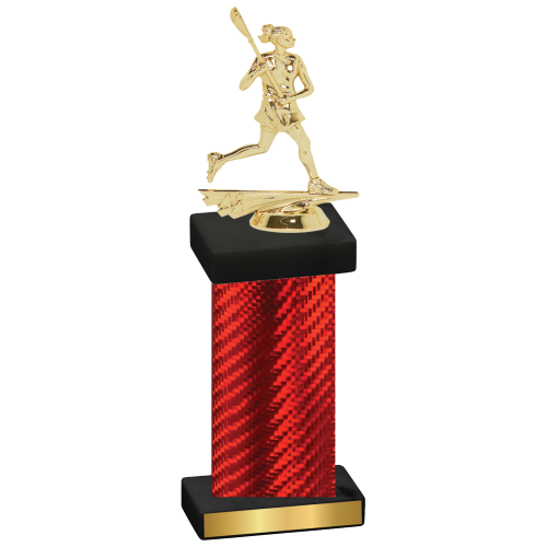 Single Red Carbon Fiber Lacrosse Trophy